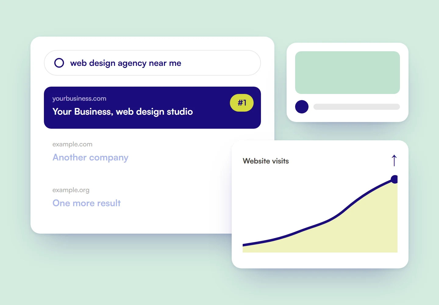 Search result ranked first next to a rising visits chart