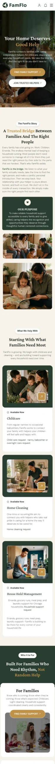 FamFlo website full mobile page