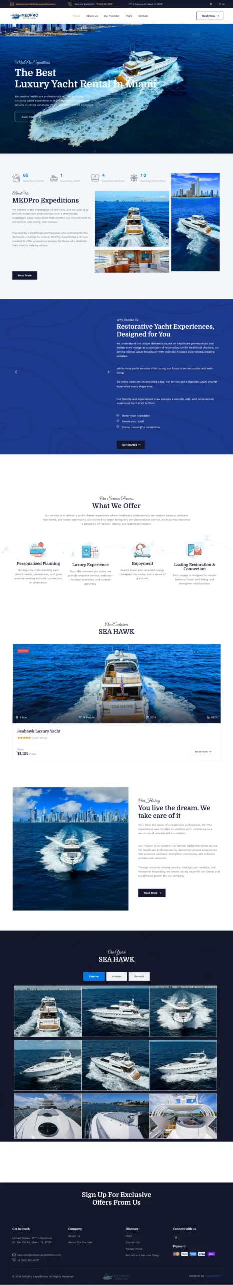 MedPro Expeditions website full desktop page