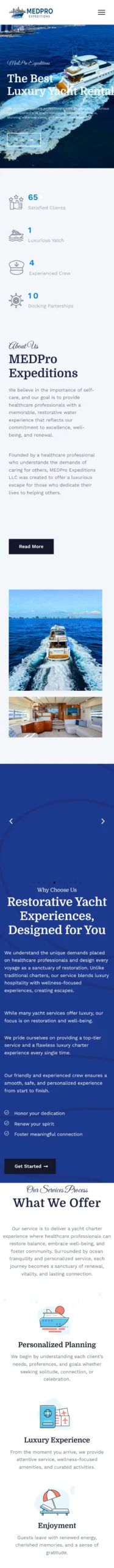 MedPro Expeditions website full mobile page