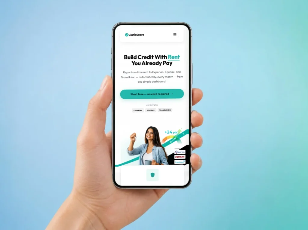 ClarioScore website on a device