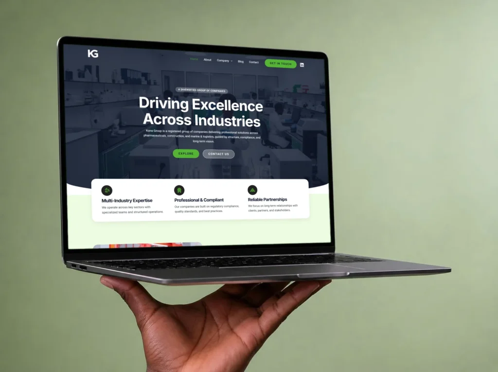 Kona Group website on a device