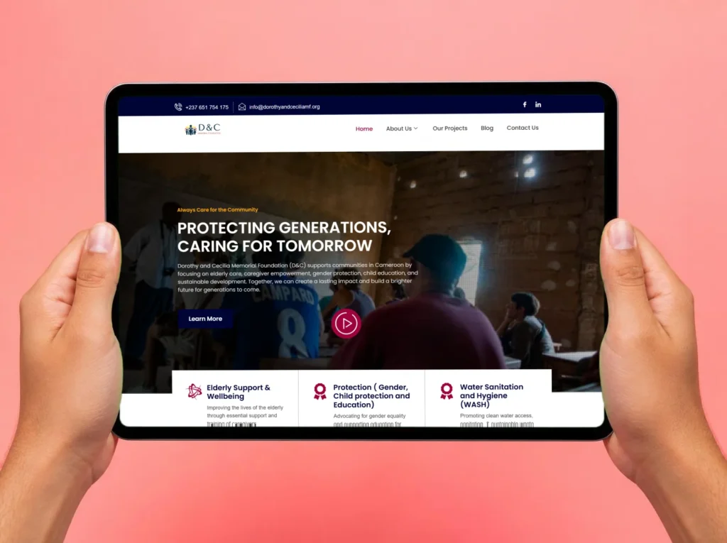D and C Memorial Foundation website on a device