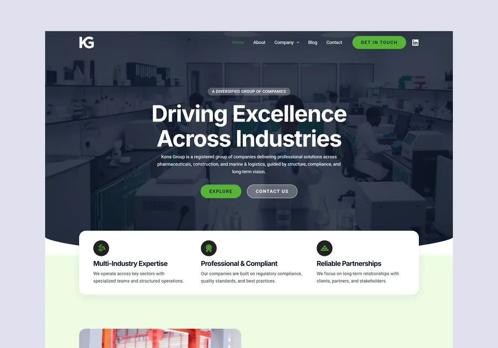 Kona Group website designed by Cyprogram