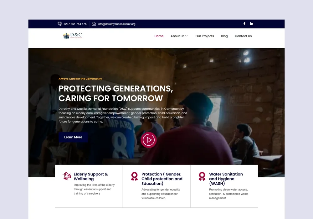 D and C Memorial Foundation website designed by Cyprogram