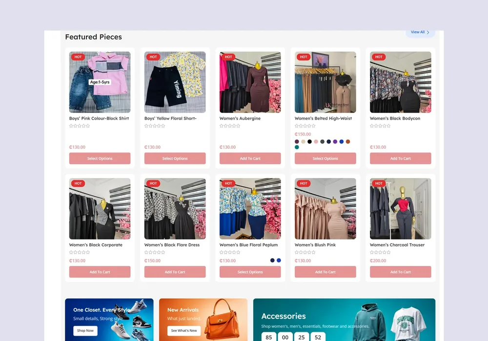 Pels Unisex Kloset website designed by Cyprogram