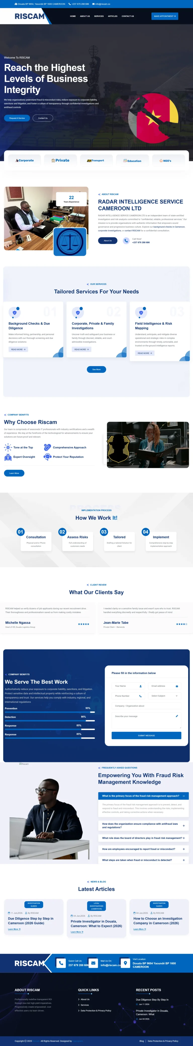 Riscam website full desktop page