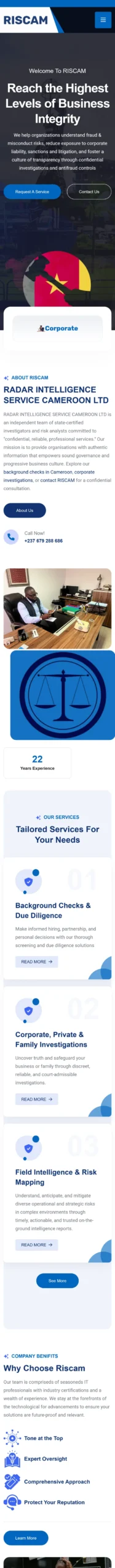 Riscam website full mobile page
