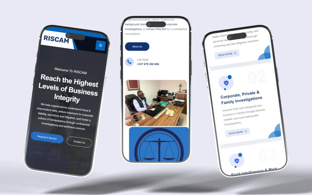 Riscam website on a device, view 3