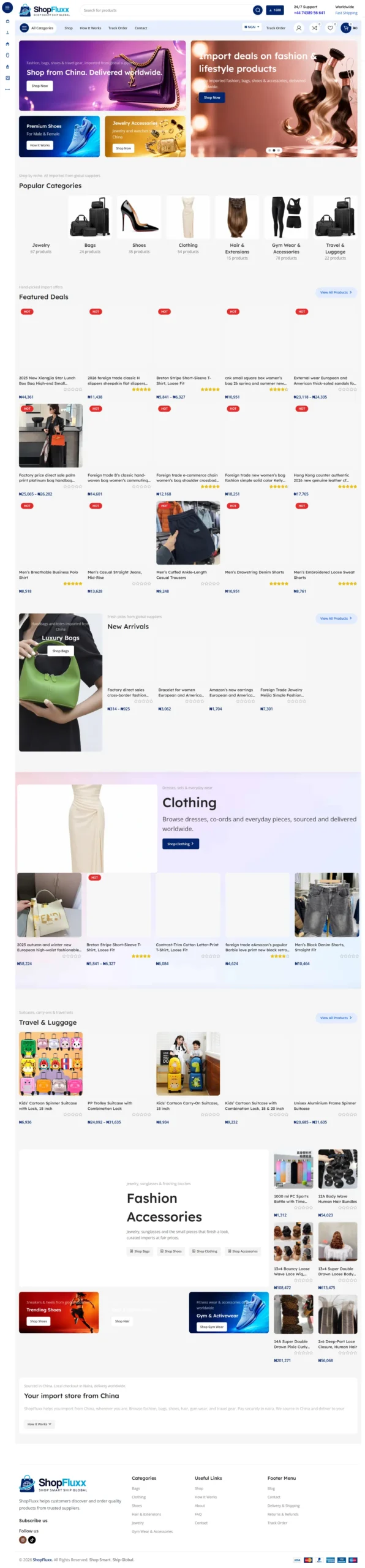 ShopFluxx website full desktop page